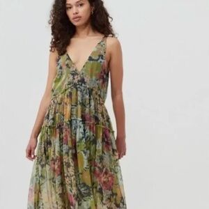 Free People Juliana Maxi Dress - green NWOT XS